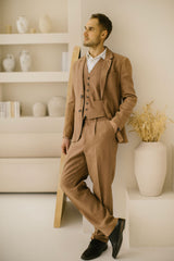 Classic Rustic Linen Wedding Suit (Set of 5)