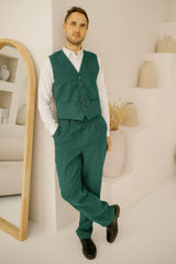 Classic Linen Wedding Suit (Set Of 3)