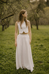 Linen Waistcoat Skirt Set
