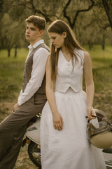 Linen Waistcoat Skirt Set