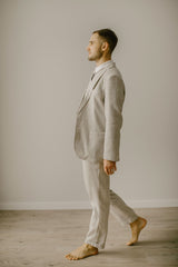 Full Linen Wedding Set Of 5 (Trousers, Shirt, Waistcoat, Jacket, Necktie)