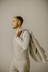 Full Linen Wedding Set Of 5 (Trousers, Shirt, Waistcoat, Jacket, Necktie)
