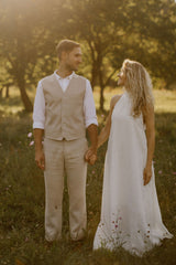 Linen Trousers, Shirt, Waistcoat Set (Set Of 3)