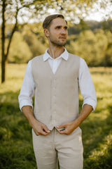 Linen Wedding Vest