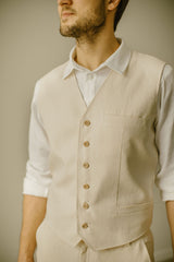 Linen Trousers, Shirt, Waistcoat Set (Set Of 3)