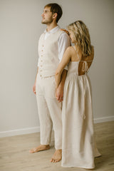 Linen Trousers, Shirt, Waistcoat Set (Set Of 3)