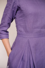 Linen retro dress with 3/4 sleeves