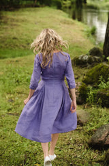 Linen retro dress 3/4 sleeves