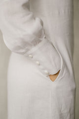 Long Sleeve Linen Wedding Dress