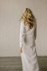 Long Sleeve Linen Wedding Dress