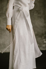 Long Sleeve Linen Wedding Dress