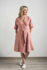 Linen wrap around dress