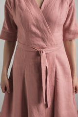 Linen wrap around dress