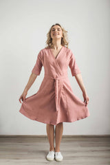Linen wrap around dress
