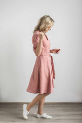 Linen wrap around dress