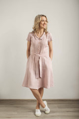 Linen button down dress