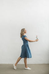 Blue polka dot dress