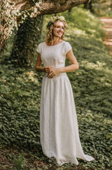 Simple elegant linen wedding dress