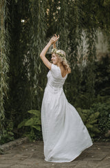 Simple elegant linen wedding dress