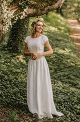 Simple elegant linen wedding dress