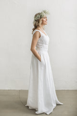 Linen beach wedding dress