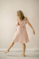 Open Shoulders Linen Dress