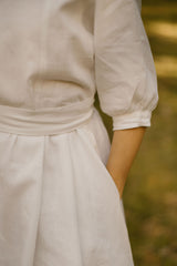 Linen Open Back Wedding Dress