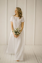 Modest Linen Wedding Dress
