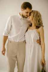 Linen Wedding Dress With Straps