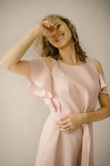 Open Shoulders Linen Dress