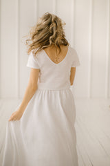 Modest Linen Wedding Dress
