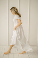 Modest Linen Wedding Dress