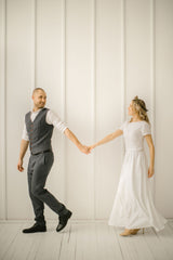 Modest Linen Wedding Dress