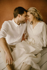Wrap Around Linen Wedding Dress