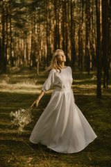 Linen Open Back Wedding Dress