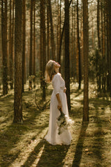 Linen Open Back Wedding Dress