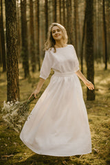 Linen Open Back Wedding Dress