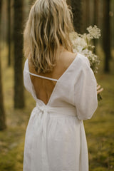 Linen Open Back Wedding Dress