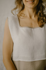 Two Color Linen Blouse