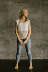 Two Color Linen Blouse