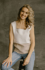 Two Color Linen Blouse