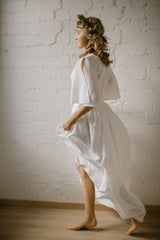 Linen bohemian wedding dress