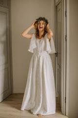 Linen bohemian wedding dress