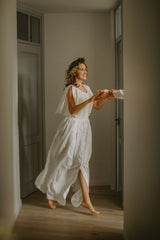 Linen bohemian wedding dress