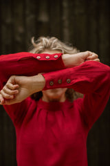 Mock neck linen dress