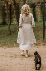 Linen wedding dress coat with lace