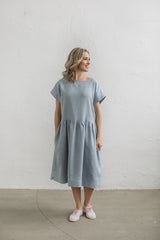 Loose ruffled linen dress