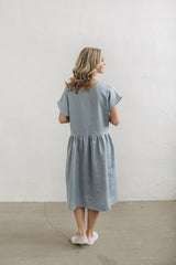 Loose ruffled linen dress