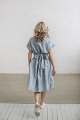Loose ruffled linen dress
