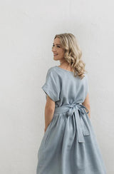 Loose ruffled linen dress